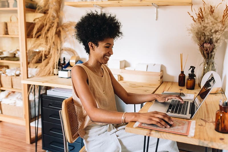 woman working on laptop small business